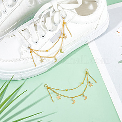 50 шт. подвески в виде звезды и луны из нержавеющей стали на цепочке для обуви AJEW-PH01579