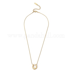 201 ожерелье из нержавеющей стали с подвеской в форме чайной капли и круглыми цепочками-змейками NJEW-D055-12G