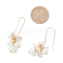 2 пара серег-колец из латуни с имитацией жемчуга EJEW-JE06480