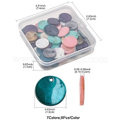 56 шт. подвески из плоских круглых ракушек натурального цвета SHEL-FS0001-13