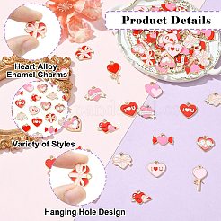 64 шт. 16 стиля эмалевых подвесок в форме сердца&nbsp;ENAM-CJ0007-19