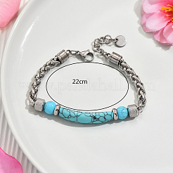 Стильные браслеты из синтетических бирюзовых бусин KC4109