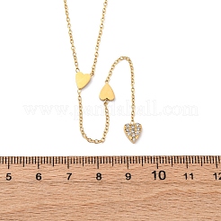 Ожерелья-лариаты из нержавеющей стали 304 с кристаллами и стразами в форме сердца NJEW-R026-10G