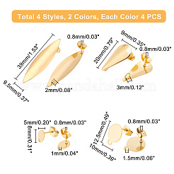 32 шт. 8 шт. фурнитура для сережек-гвоздиков из нержавеющей стали 304&nbsp;STAS-DC0002-46