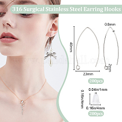 200 шт. крючки для сережек из хирургической нержавеющей стали 316 STAS-BBC0006-25