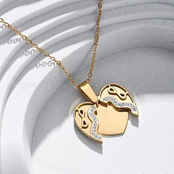 304 нержавеющая сталь полимерная глина стразы сердце открывающиеся подвески ожерелья для женщин&nbsp;NJEW-Z065-13G