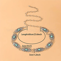 Сплав с окрашенной синтетической бирюзой ромбовидные звенья цепочки для талии и живота для женщин FS-WG59013-01