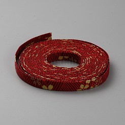 Хлопковые ленты с японским принтом и цветами длиной 5 м.&nbsp;OCOR-WH0089-25A-04