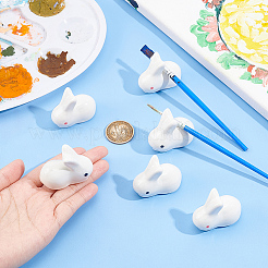 6 шт. 2-х цветные керамические держатели для кистей и ручек в виде кролика AJEW-BC0007-04