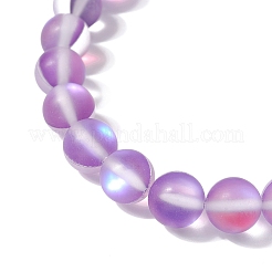 Матовые круглые браслеты из синтетического лунного камня с бусинами BJEW-JB09469