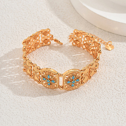 Элегантные браслеты из латунных звеньев паве из синтетической бирюзы для женщин&nbsp;ZR2967