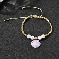 Браслеты с подвесками из латуни с микропаве и кубическим цирконием BJEW-P358-02G