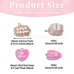 30шт 15 стиля прозрачные подвески из смолы RESI-CW0001-21