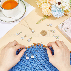 40 шт. эмалевые маркеры стежков с подвеской в виде маргаритки HJEW-NB00206