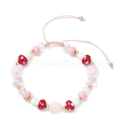 Цветочные акриловые бусины плетеные браслеты из бисера для женщин&nbsp;BJEW-MZ00192-01