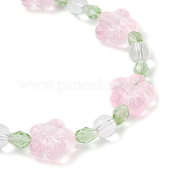 3шт 3 цвета сливы цветочные стеклянные бусины эластичные браслеты для женщин&nbsp;BJEW-JB12138