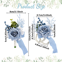 2 шт. 2 стиля шелковая ткань имитация розы корсаж на запястье&nbsp;AJEW-DR0002-08