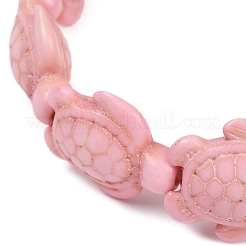 Черепаховые синтетические бирюзовые бусины эластичные браслеты для женщин&nbsp;BJEW-JB11692