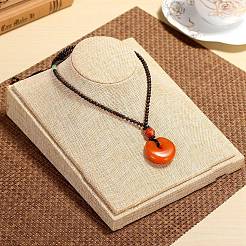 Деревянные покрытые льняными подставками для ожерелья в форме бюста PW-WG89524-01