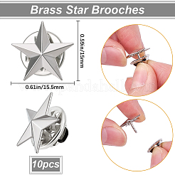 10 шт. латунные броши-звезды JEWB-BBC0001-06P