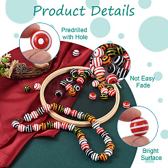 60шт 6 цвета натуральные китайские бусины из вишневого дерева WOOD-CD0001-16