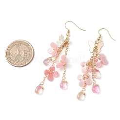 Цветок латунь болтающийся серьги EJEW-TA00643-02