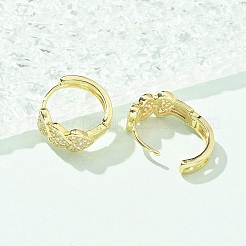 Латунные серьги-кольца из прозрачного кубического циркония EJEW-C122-03G