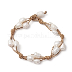 Браслеты из натурального культивированного пресноводного жемчуга с крупными отверстиями BJEW-TA00635