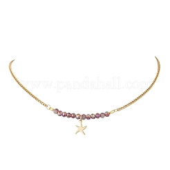 Подвеска из гальванического стекла с гранеными бусинами-рондель из сплава нержавеющей стали 304&nbsp;NJEW-JN05764-04