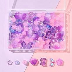 126 шт. 8 стиля гальванизированной прозрачной стеклянной бусины GLAA-FS0002-50