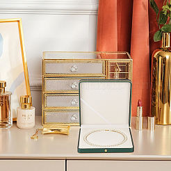 Квадратная коробка для жемчужного ожерелья из искусственной кожи LBOX-WH0002-06A