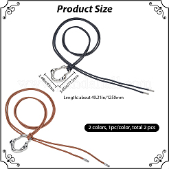 2 шт. 2-цветный сплав неправильной овальной формы подвеска из искусственной кожи шнур-цепочка ремни&nbsp;AJEW-GF0011-97