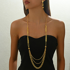 Элегантный набор из многослойных ожерелий и серег из железного материала для женщин&nbsp;YG6401