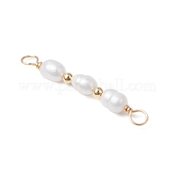 Подвески-коннекторы из натурального культивированного пресноводного жемчуга с рисовыми бусинами PALLOY-JF03703