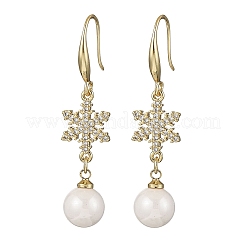 Серьги с подвесками из латуни с прозрачным фианитом и прозрачным фианитом EJEW-F362-05G