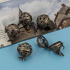 Круглые подвески из латуни с полыми клетками X-KK-L083-18AB-RS