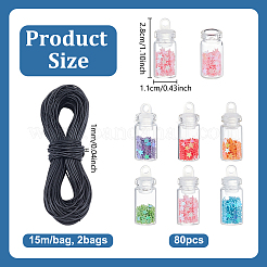 Наборы для изготовления подвесок из вощеного полиэфирного шнура и стеклянных бутылок желаний&nbsp;DIY-UN0007-82