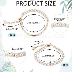 4шт. 2 стиля пластиковых браслетов на ногу с жемчужными бусинами AJEW-PH0011-64