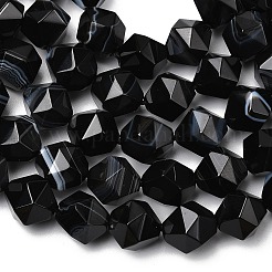 Нити бусин из натурального чёрного полосатого агата/полосатого агата G-Z119-A03-03