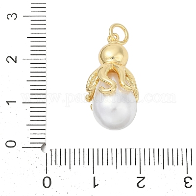 Подвеска из латунного АБС-пластика с жемчугом и стразами KK-U058-23G-1