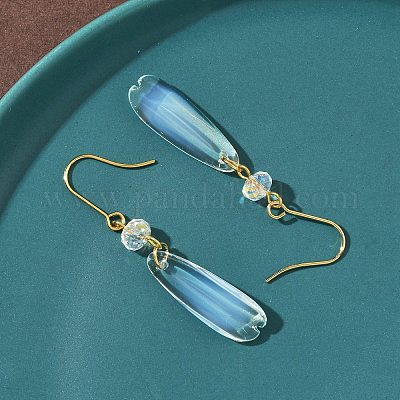 Серьги-подвески из нержавеющей стали 304 с гальваническим покрытием и кристаллами EJEW-Z129-21G-01-1