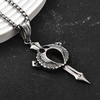 Ожерелья с подвеской в виде меча из нержавеющей стали 304 для женщин и мужчин NJEW-Z076-02AS-1