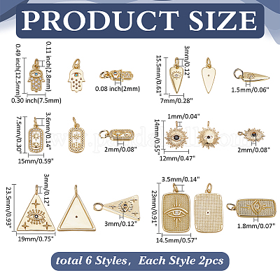 12шт 6 стиля латунные подвески KK-ME0001-23-1