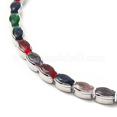 Регулируемая стойка с покрытием из латуни кубический цирконий и браслеты-цепочки BJEW-A132-23P-1