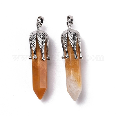 Большие заостренные подвески из натурального желтого нефрита G-E059-03AS-03-1