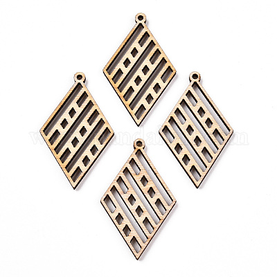 Подвески из неокрашенного натурального дерева тополя WOOD-TAC0002-47-1