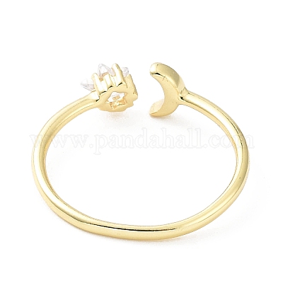 Кольца-манжеты из латуни с микропаве из прозрачного кубического циркония RJEW-C043-06G-1