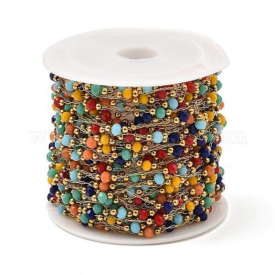 Цепочки rondelle со стеклянными бусинами CHS-G028-03G-11-1