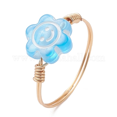 Акриловые кольца с медной проволокой RJEW-JR00958-01-1