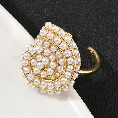 Перстни из абс-пластика с жемчугом RJEW-L128-02G-1